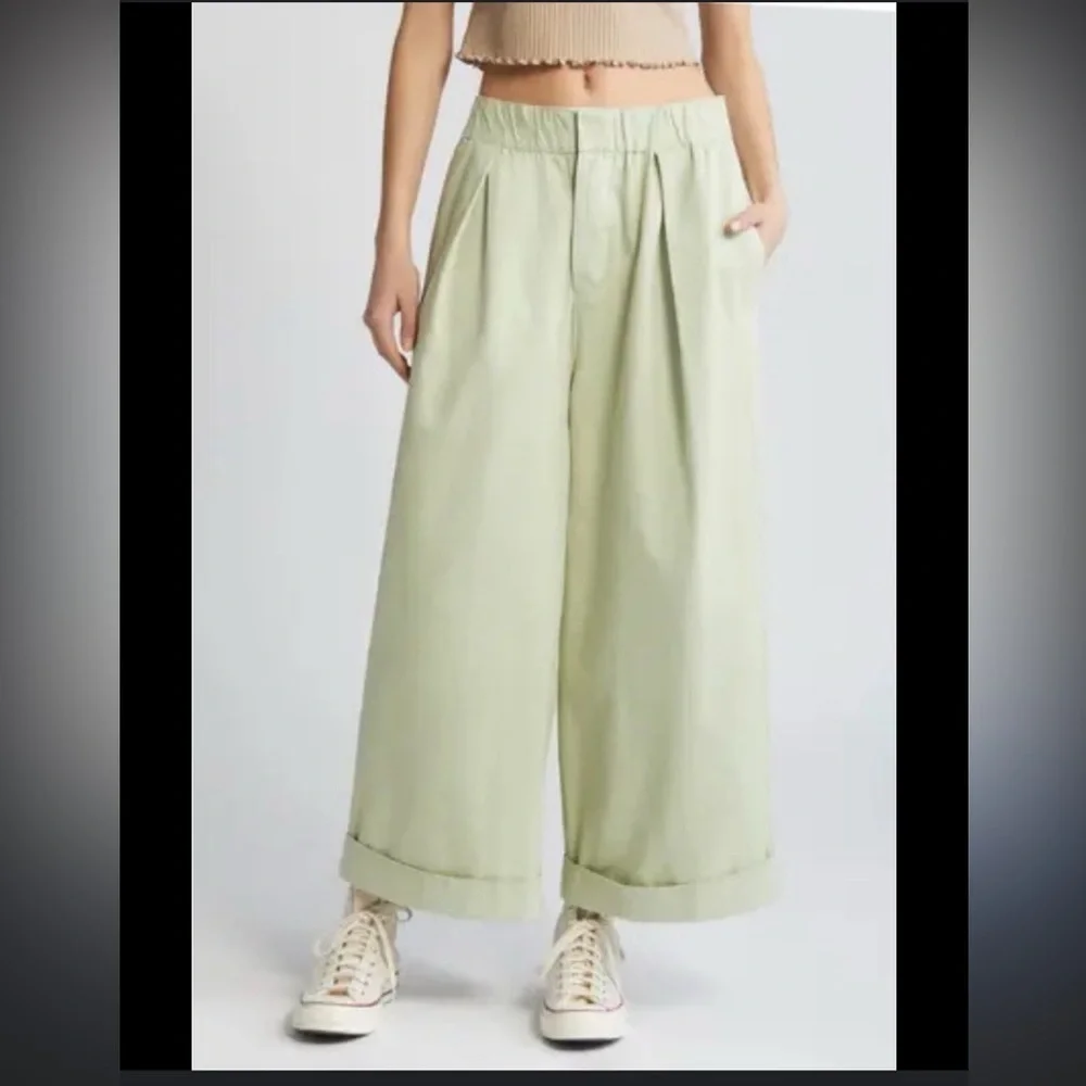 Free People After Love Roll Cuff Wide Leg Pants L $128  Casual fall classic